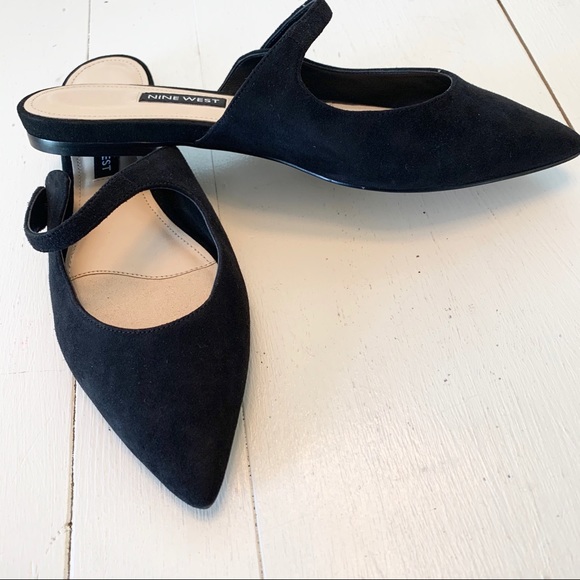 Nine West Shoes - Nine West Black Mary Jane Flat Mules 6 M  Suede